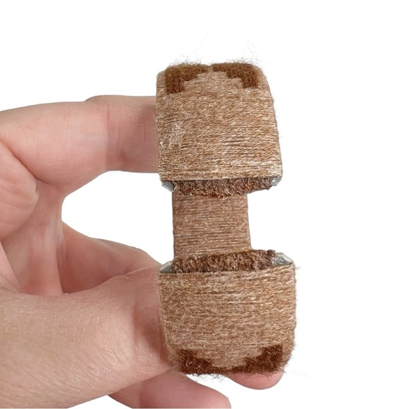 Brown & White Yarn Wrapped Aztec Native Pattern Cuff Bracelets - Picture 6 of 10